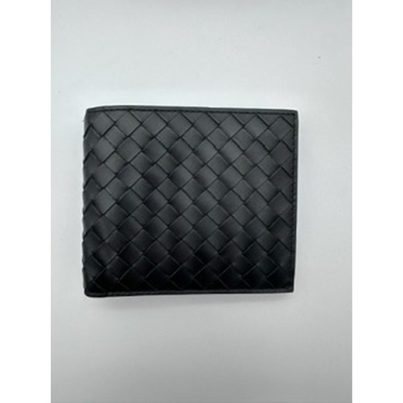 Bottega Veneta Intrecciato Bifold Wallet Mens Black Woven Leather - Picture 3 of 5